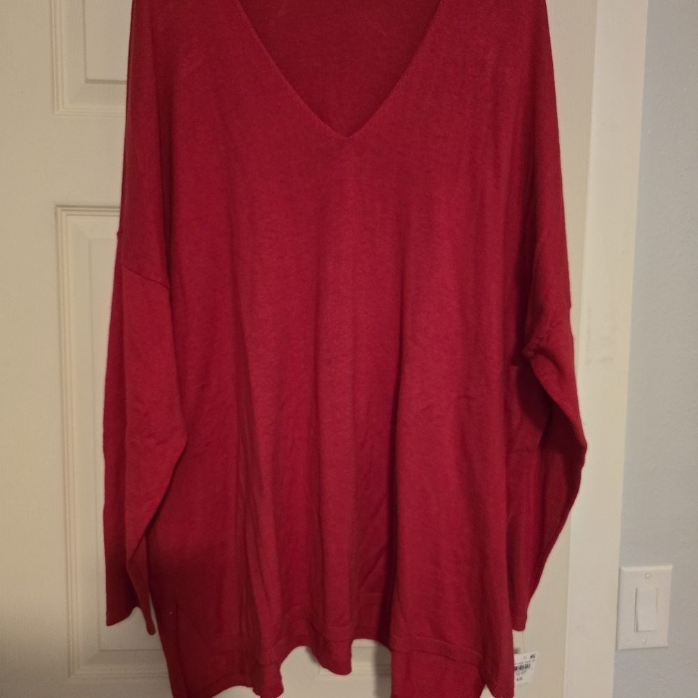 Red V-Neck Sweater